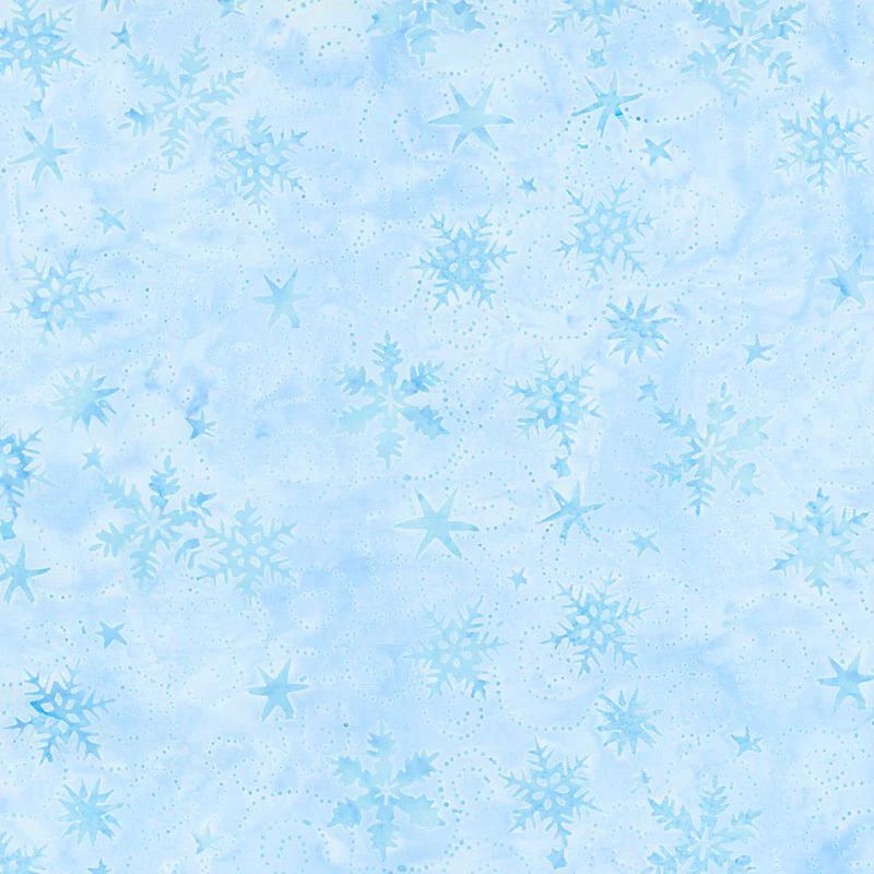 Winter Frost Batiks - Swirl Snowflake Sky Yardage