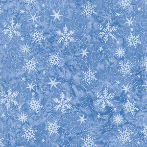 Winter Frost Batiks - Swirl Snowflake Bluebird Yardage