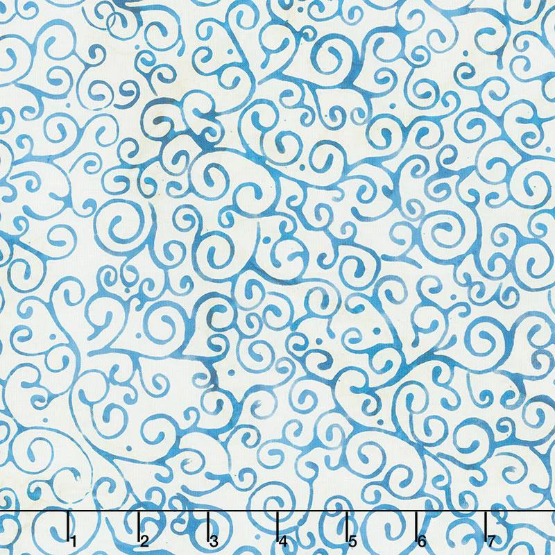 Winter Frost Batiks - Swirls Blue Yardage