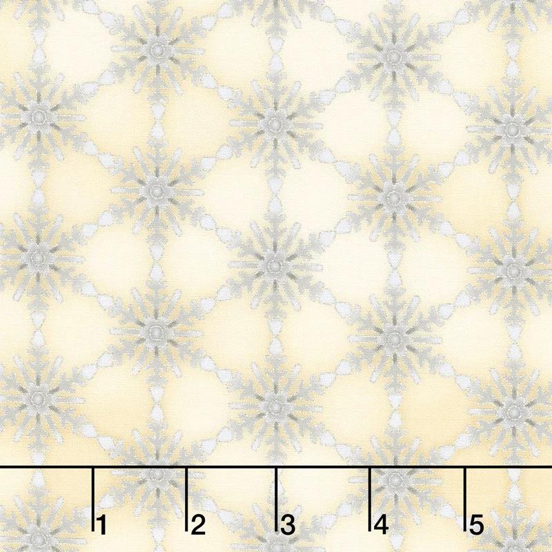 Winter's Grandeur - Champagne Hexie Snowflake Champagne Metallic Yardage