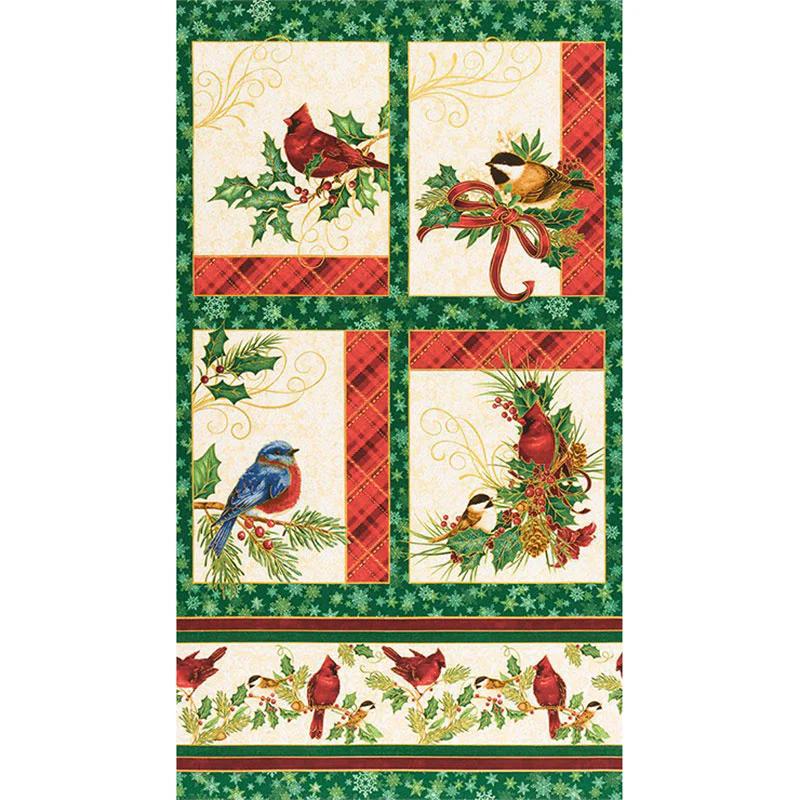 Winter's Grandeur 8 - Holiday Bird Metallic Panel