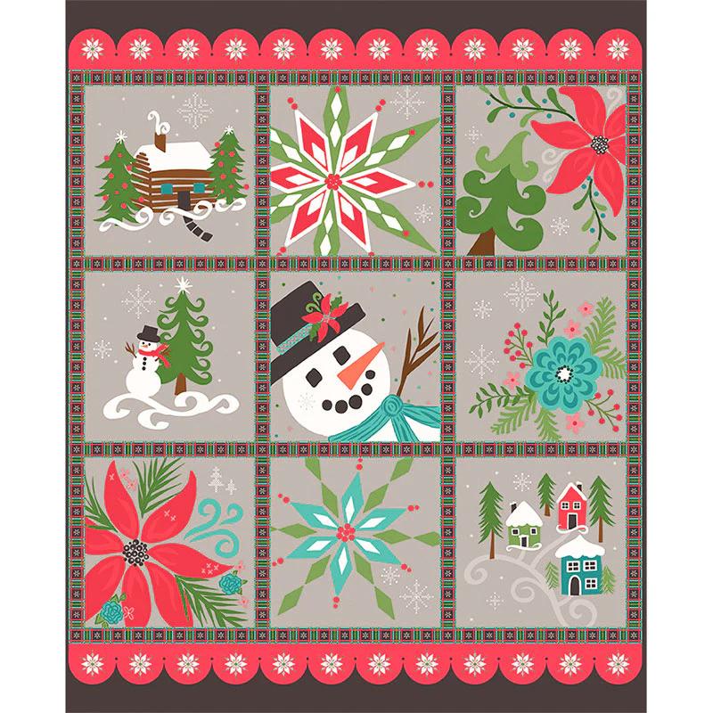 Winter Wonder - Snowman Village Gray Panel