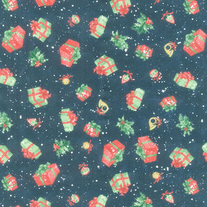 Winter Hollow - Gifts and Ornament Toss Navy Yardage