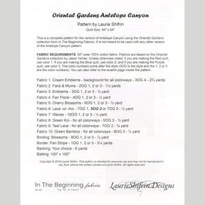 Antelope Canyon Oriental Gardens Quilt Pattern