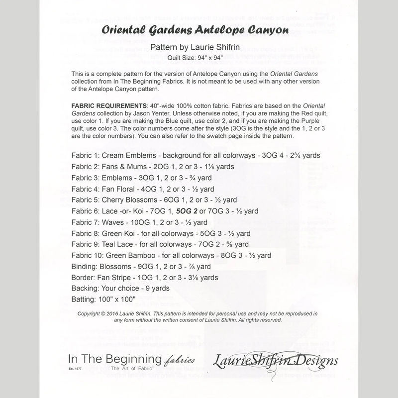 Antelope Canyon Oriental Gardens Quilt Pattern