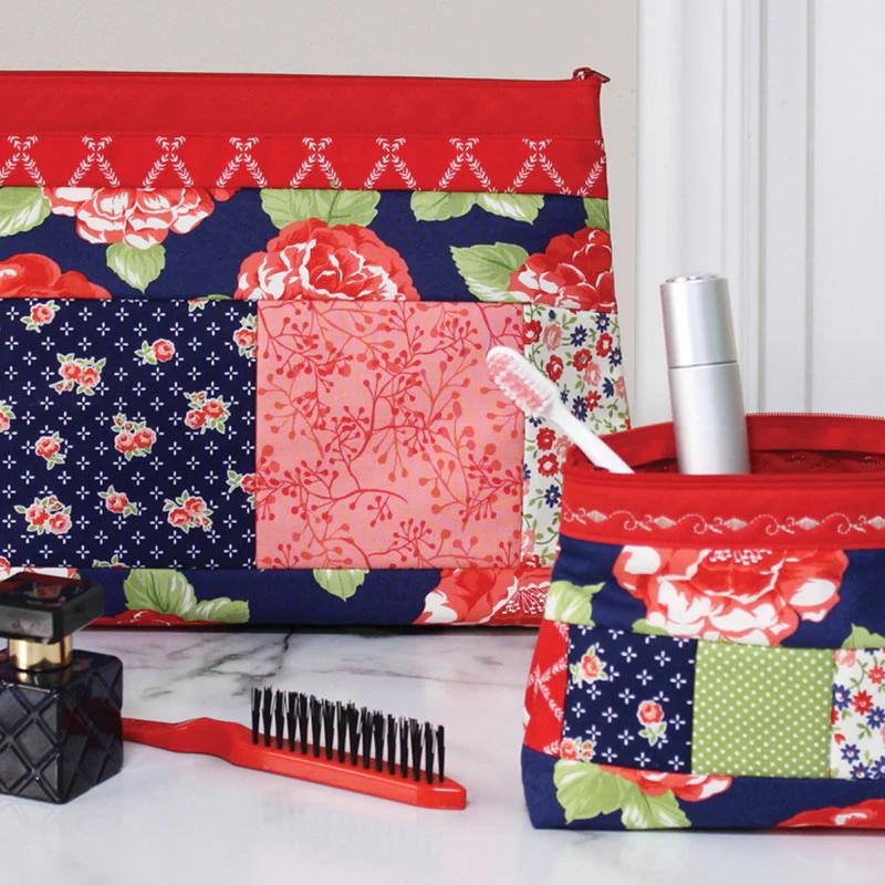 Zippity-Do-Done™ Quilt As You Go Cosmetic Bags Kit - Red Zipper