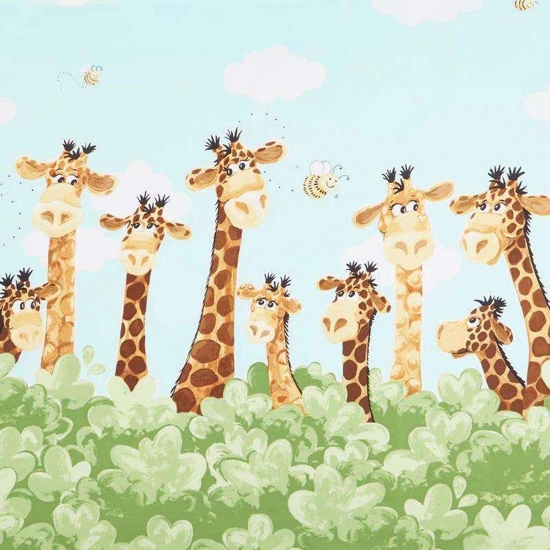 Zoe the Giraffe - Giraffe Border Print Aqua Yardage