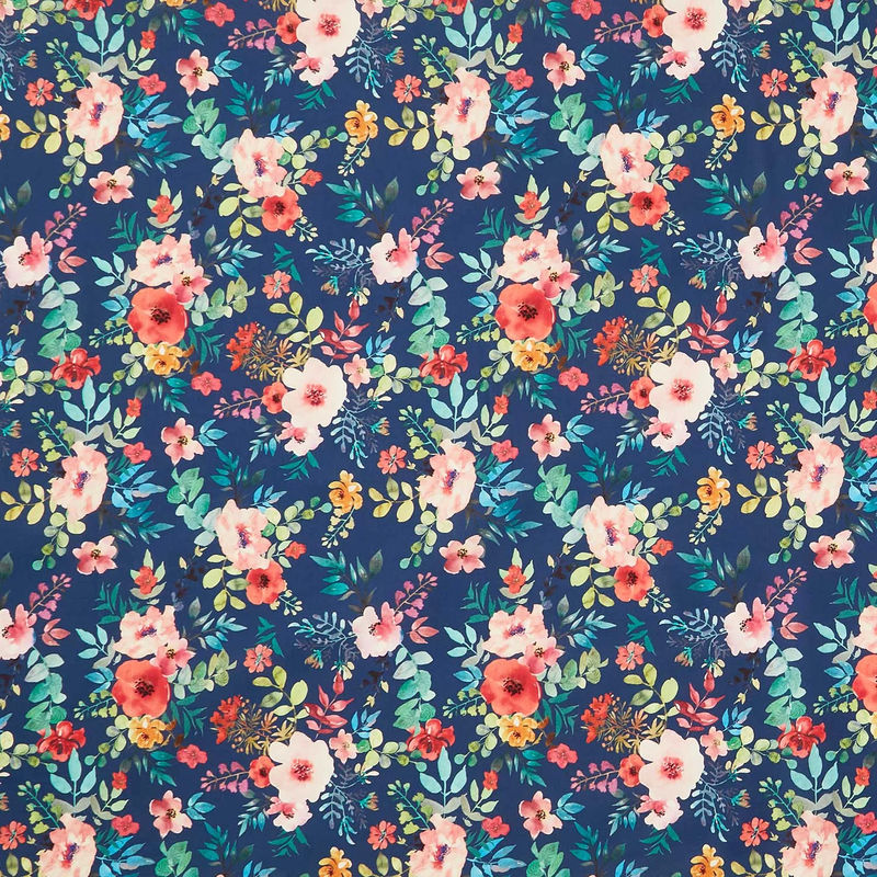 Glorious Garden - Large Floral Blue Yardage