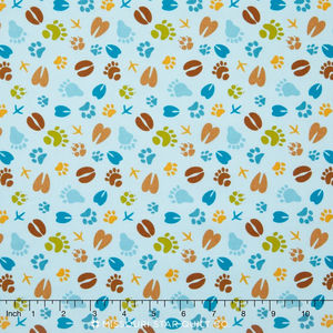 Happy Camper - Tracks Blue Yardage