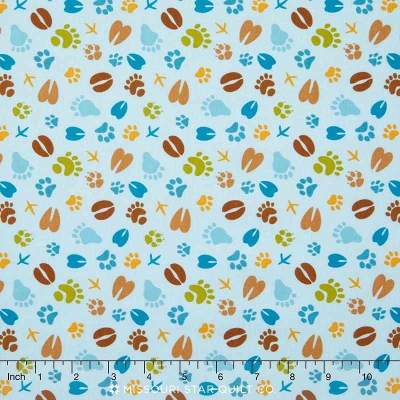 Happy Camper - Tracks Blue Yardage