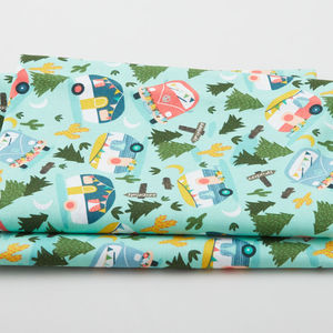 Happy Camper - Turquoise 2 Yard Cut
