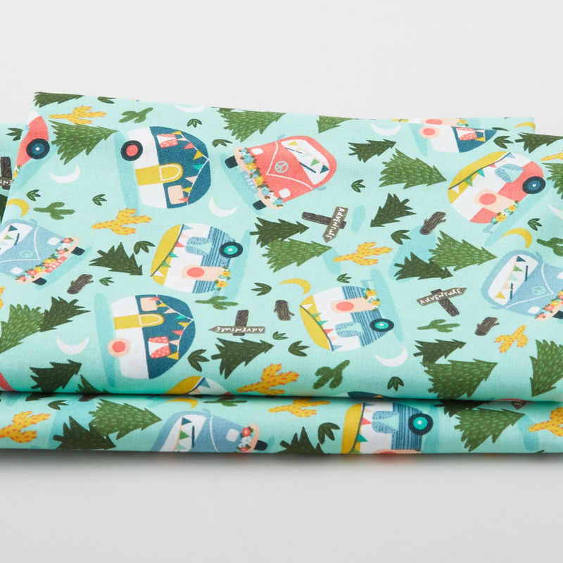 Happy Camper - Turquoise 2 Yard Cut