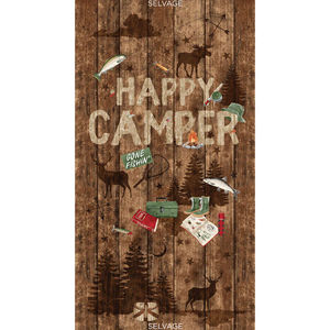 Novelty - Happy Camper Brown Panel