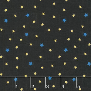 Happy Camper - Blinking Stars Black Yardage