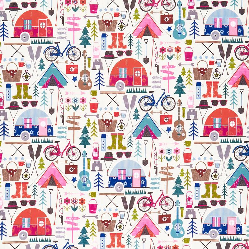 Happy Camper - Let's Go Camping Cream Yardage