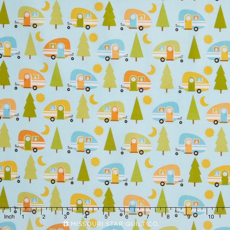 Happy Camper - Camper Blue Yardage