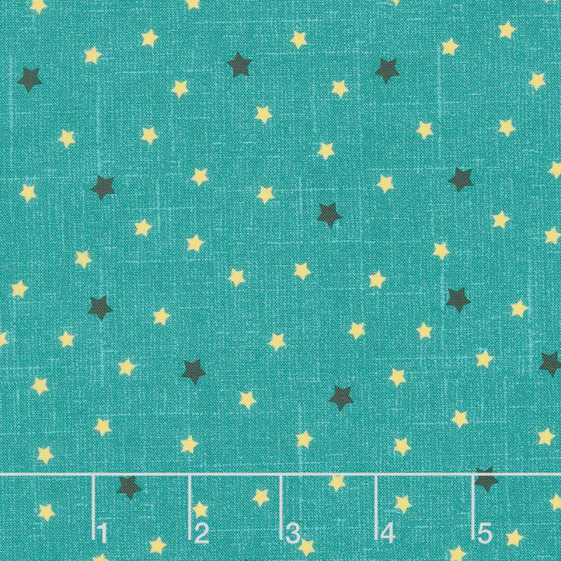Happy Camper - Blinking Stars Teal Yardage