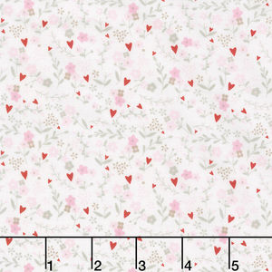 Guess How Much I Love You - Pink Heart Floral Pink Yardage