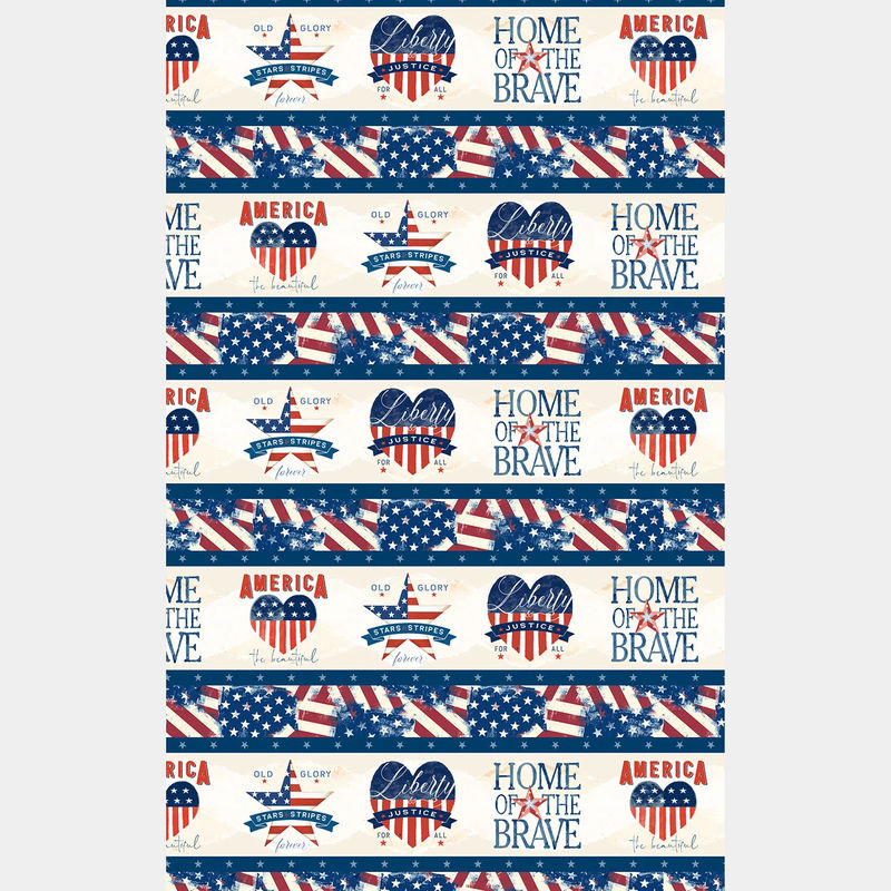 Hearts' Anthem - Patriotic Repeating Stripe Multi Yardage