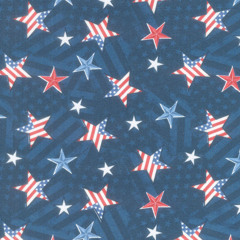 Hearts' Anthem - Star Toss Blue Yardage