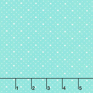 Lighthearted - Heart Dot 108" Wide Backing Aqua