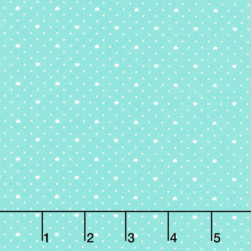 Lighthearted - Heart Dot 108" Wide Backing Aqua