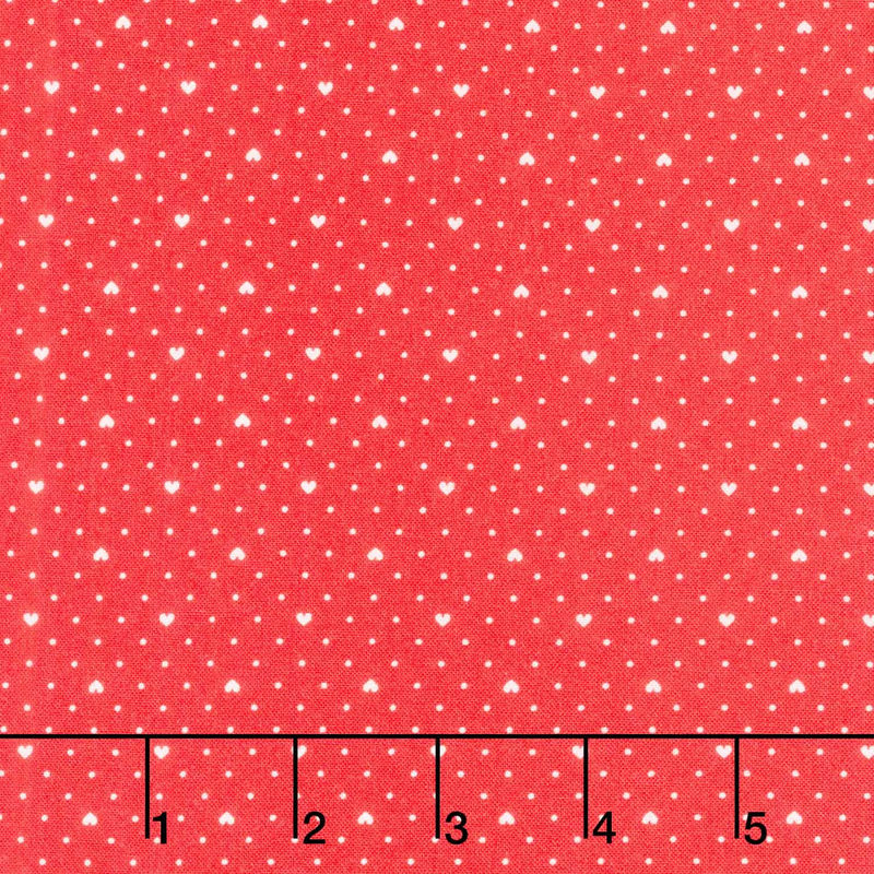 Lighthearted - Heart Dot Red Yardage