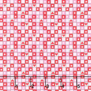 Love Me Do - Heart Grid Pink Yardage