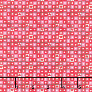 Love Me Do - Heart Grid Red Yardage