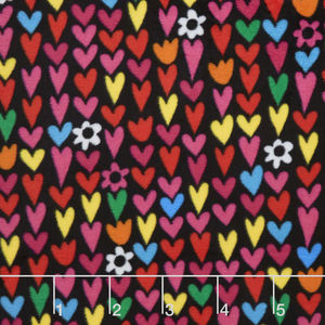 Winterfleece - Hearts Black Yardage