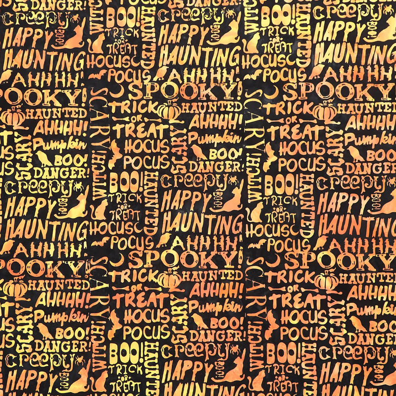 Hocus Pocus Batiks - Text Black Yardage