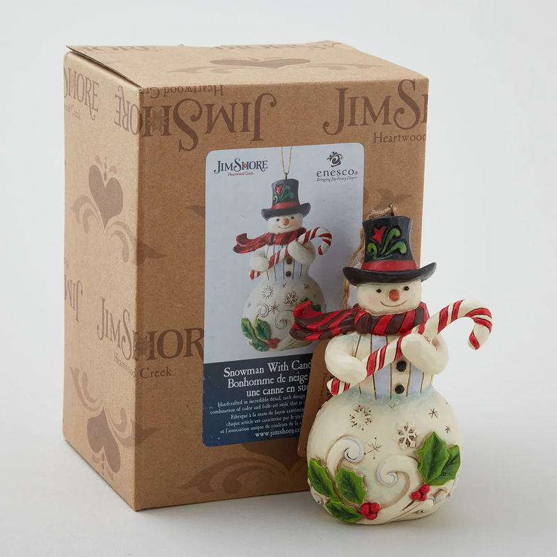 Jim Shore Heartwood Creek Snowman with Candy Cane Ornament