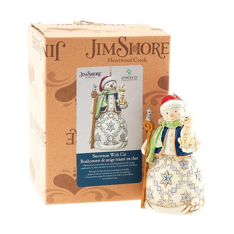 Jim Shore Heartwood Creek Snowman with Cat Ornment