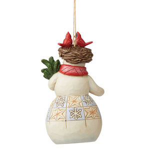Jim Shore Heartwood Creek Snowman with Cardinal Nest Ornament