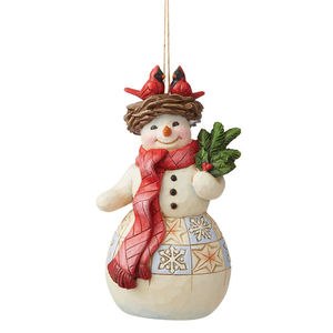 Jim Shore Heartwood Creek Snowman with Cardinal Nest Ornament