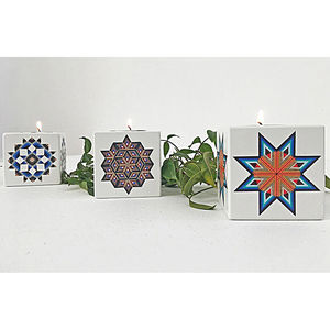 Quilt Star Tealight Holders 3pc Set