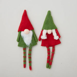 Wool Felt Gnome Bottle Topper w/ Beard/Braids (2 assorted styles)