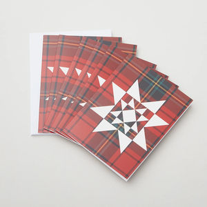 Quilt Star Flannel Red Notecards Boxed Set of 6