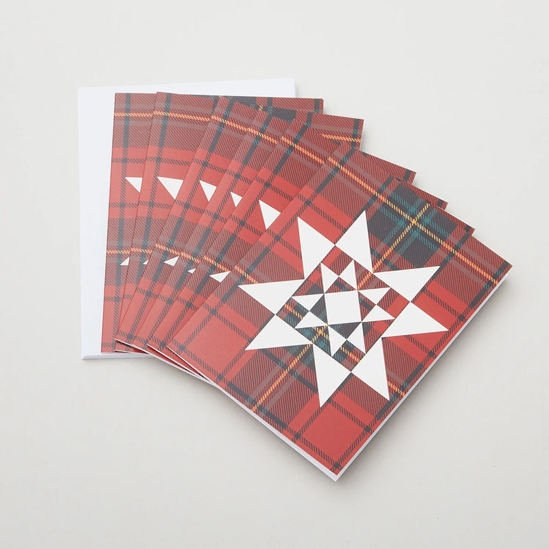 Quilt Star Flannel Red Notecards Boxed Set of 6
