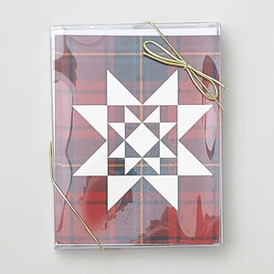 Quilt Star Flannel Red Notecards Boxed Set of 6