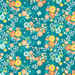Quilt Town - Missouri Star Large Floral Teal Yardage