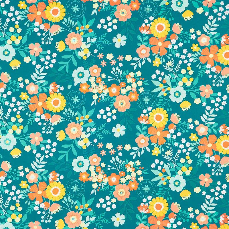 Quilt Town - Missouri Star Large Floral Teal Yardage