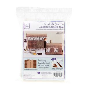 Zippity Do Done Quilt As You Go Cosmetic Bags Kit - Tan Zipper