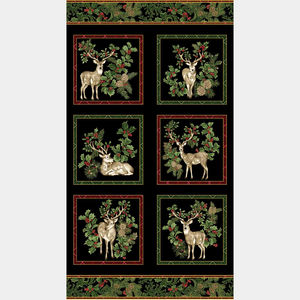 Winter In The Pines - Deer Black Metallic Panel