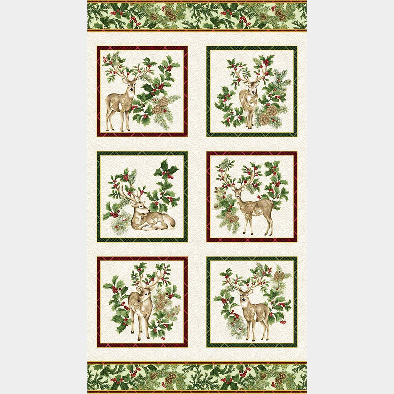 Winter In The Pines - Deer Cream Metallic Panel