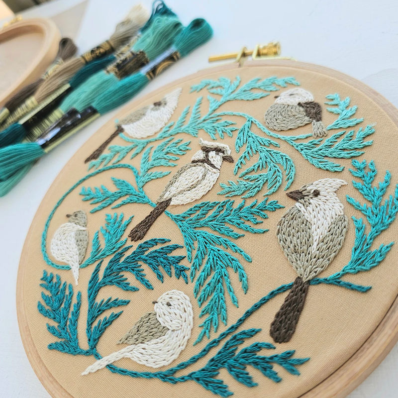 Winter Birds Embroidery Kit