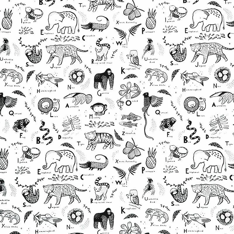 ABC Menagerie - ABC Menagerie White Yardage