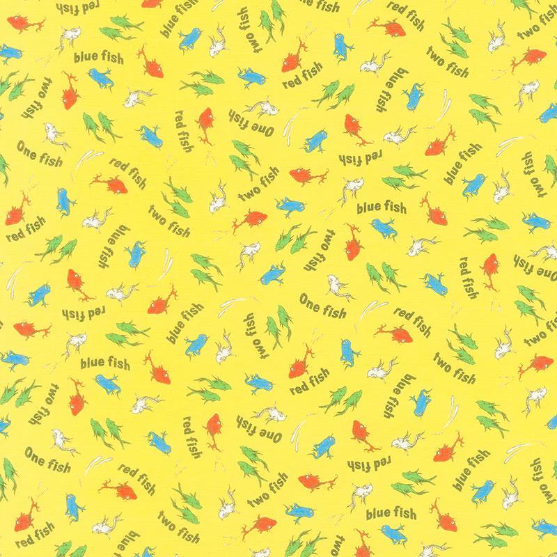 A Little Dr. Seuss - Fish Yellow Yardage