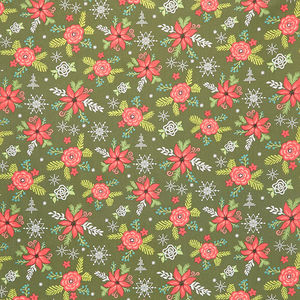 Winter Wonder - Christmas Floral Dark Green Yardage