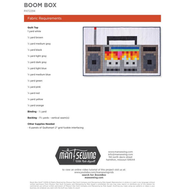 Boom Box Pattern from Man Sewing